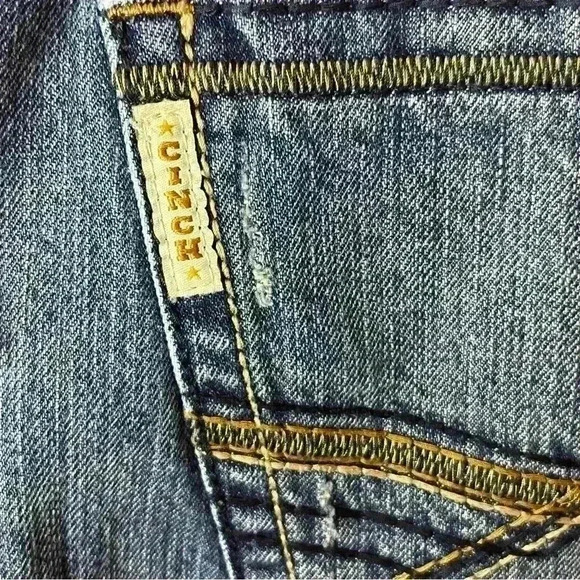 Cinch Grant Straight Leg Denim Jeans Men 38x32 Blue Distressed Relaxed Cowboy - Picture 11 of 13